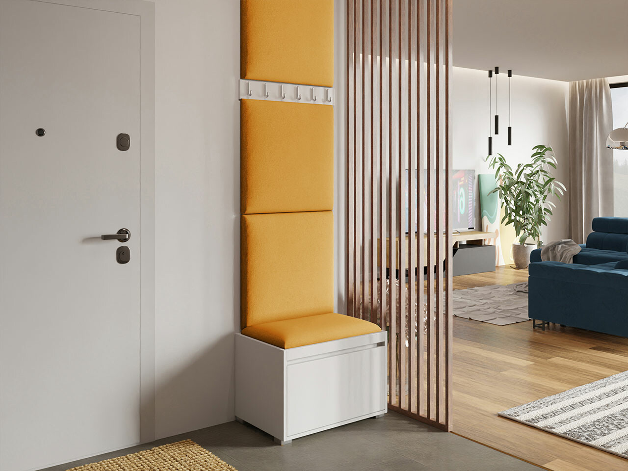 Meuble d'entrée Comfivo Pinus IX (Blanc + Manila 32)