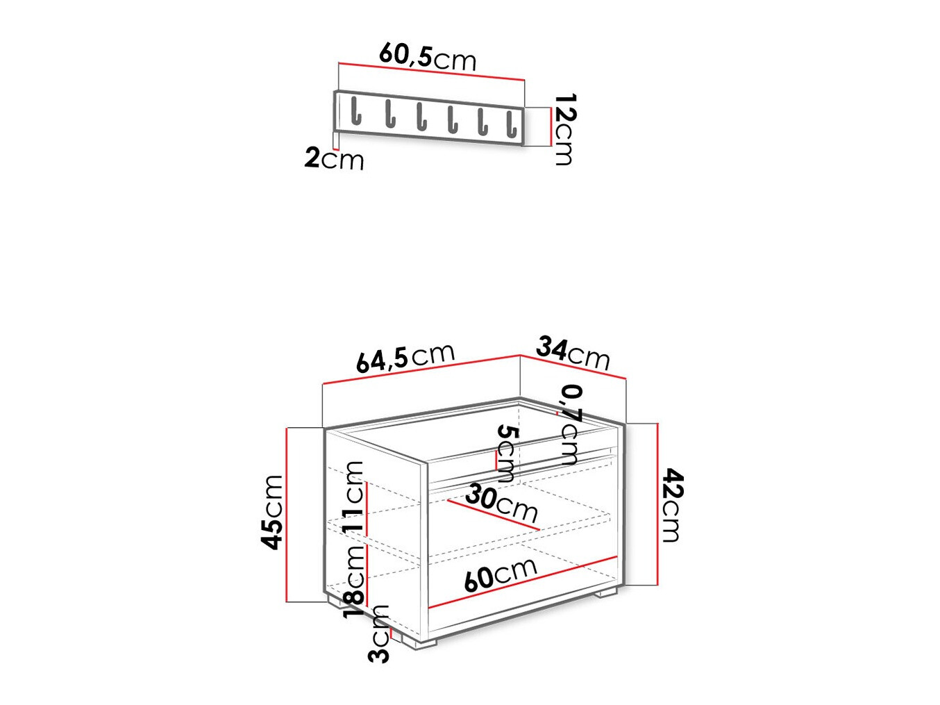 Meuble d'entrée Comfivo Pinus IX (Blanc + Manila 32)