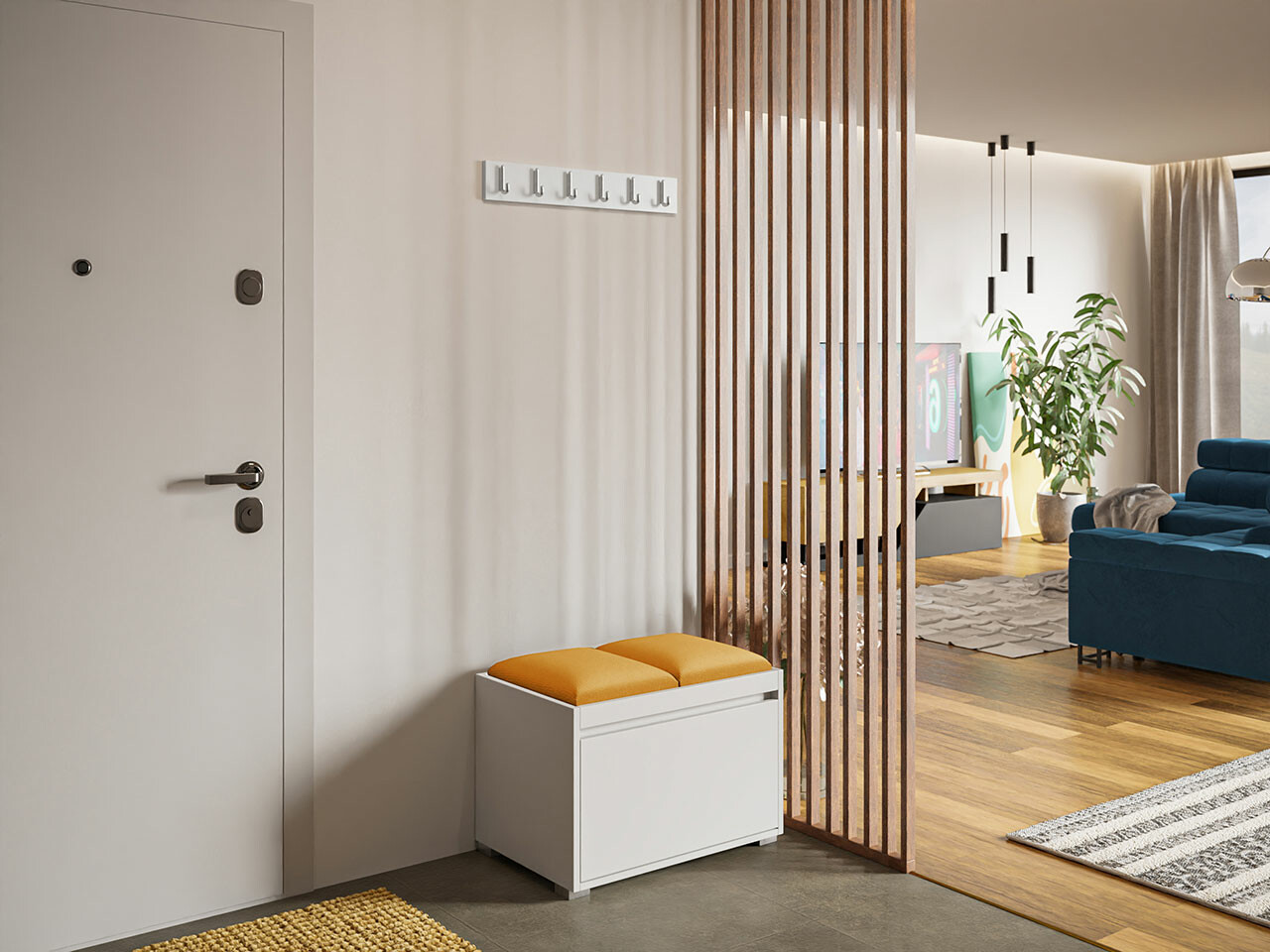 Meuble d'entrée Comfivo Pinus VI (Blanc + Manila 32)