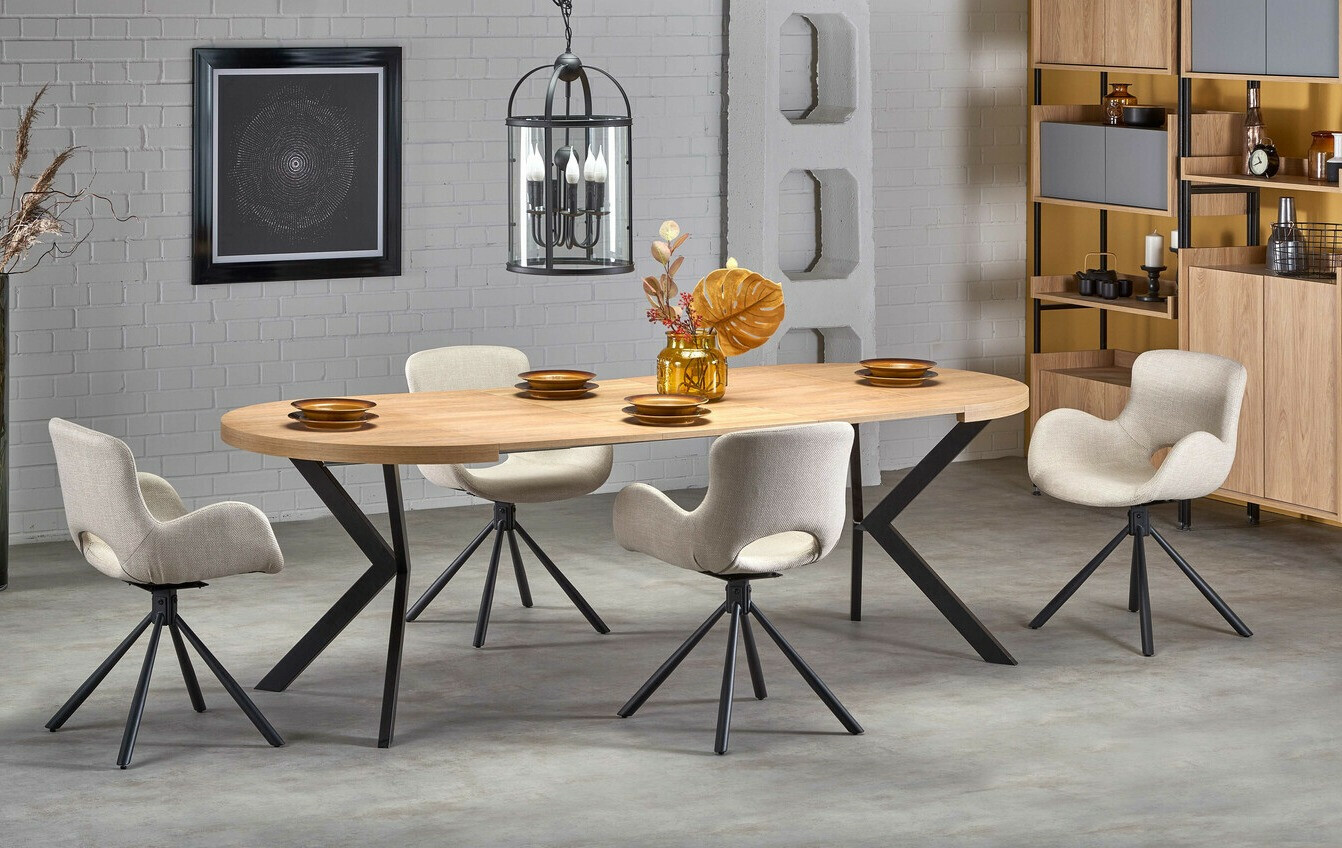 Table Houston 1495 (Chêne doré + Noir)