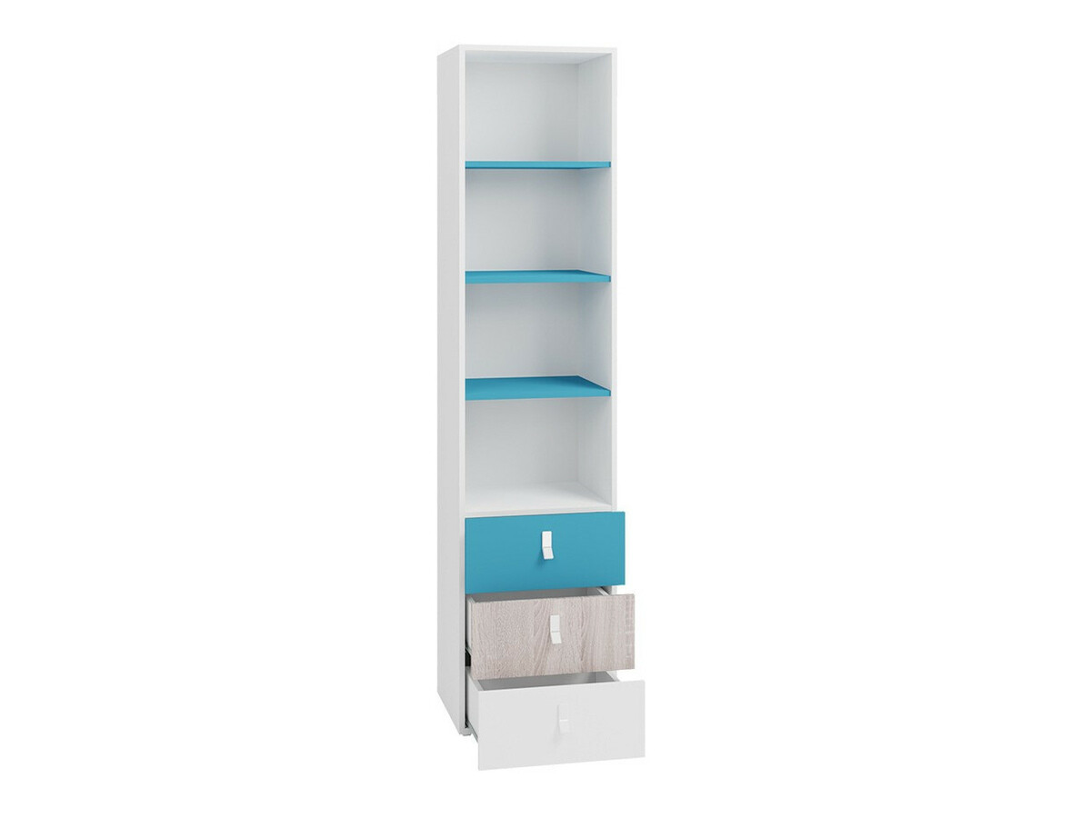 Chambre enfant complète Camteso 115 (Blanc + Chêne + Turquoise)