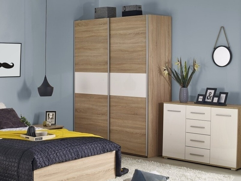 Armoire Cirveso 110 (Sonoma chêne + Blanc brillant)