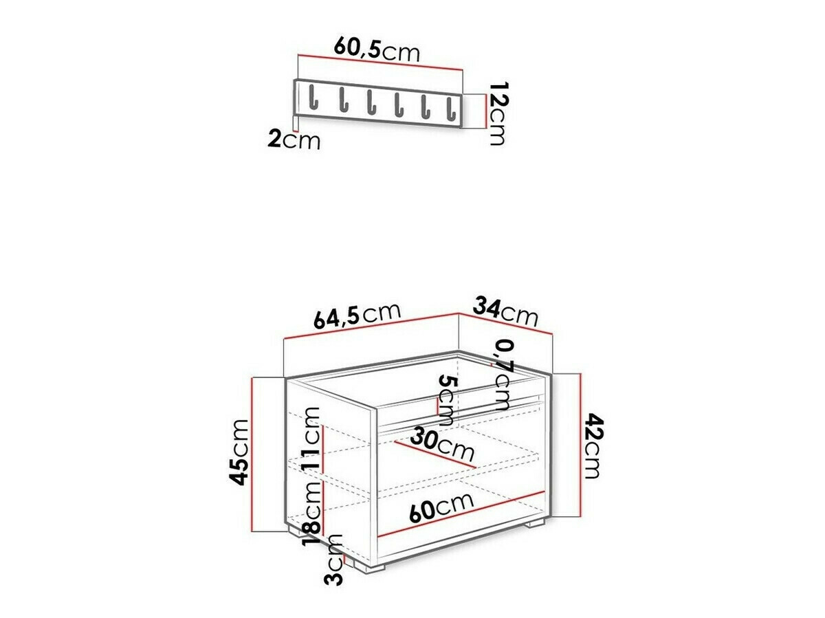 Meuble d'entrée Comfivo Pinus V (Blanc + Manila 32)