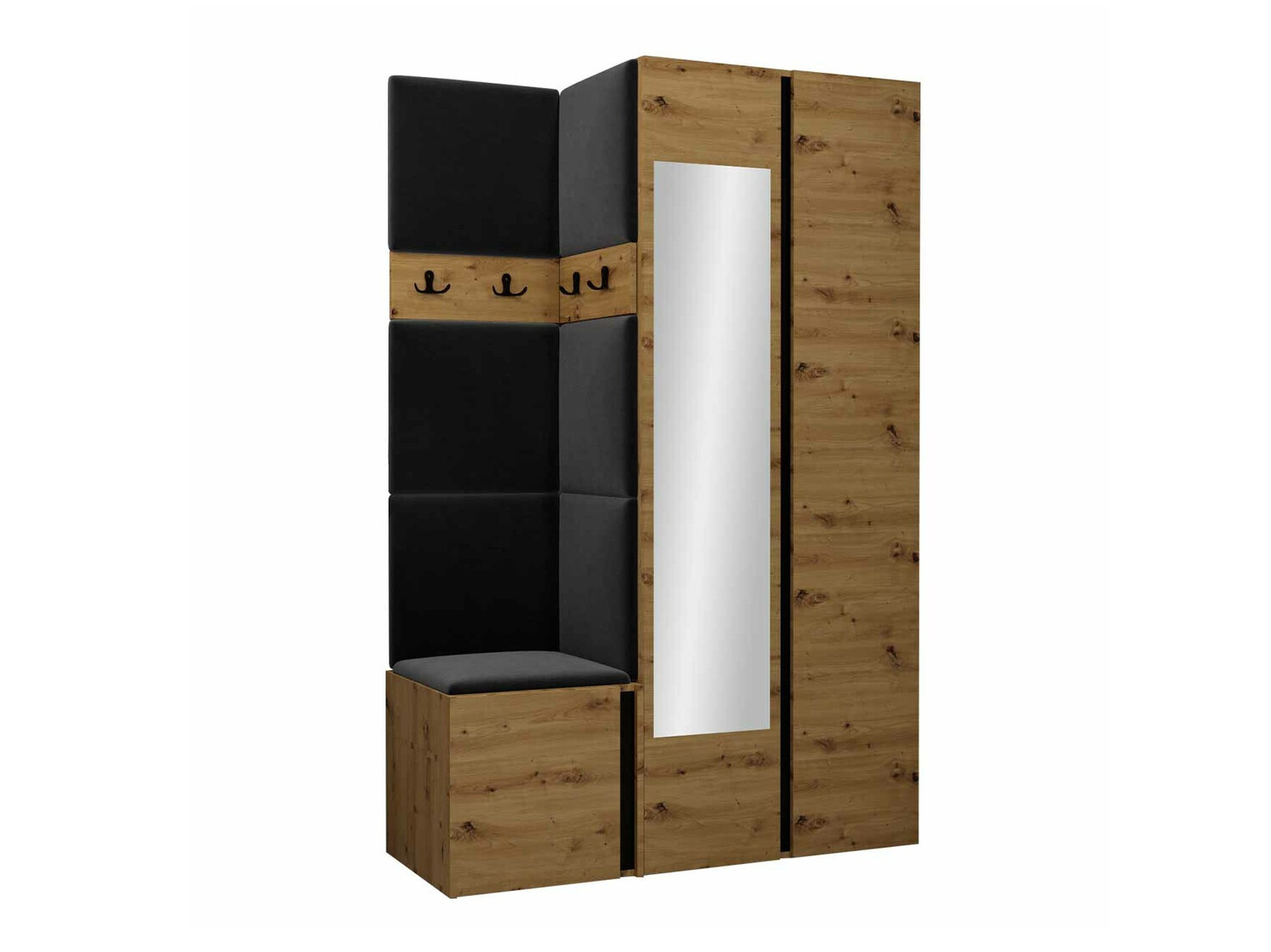 Meuble d'entrée Pinis XXVI (Chêne Artisan + Noir)
