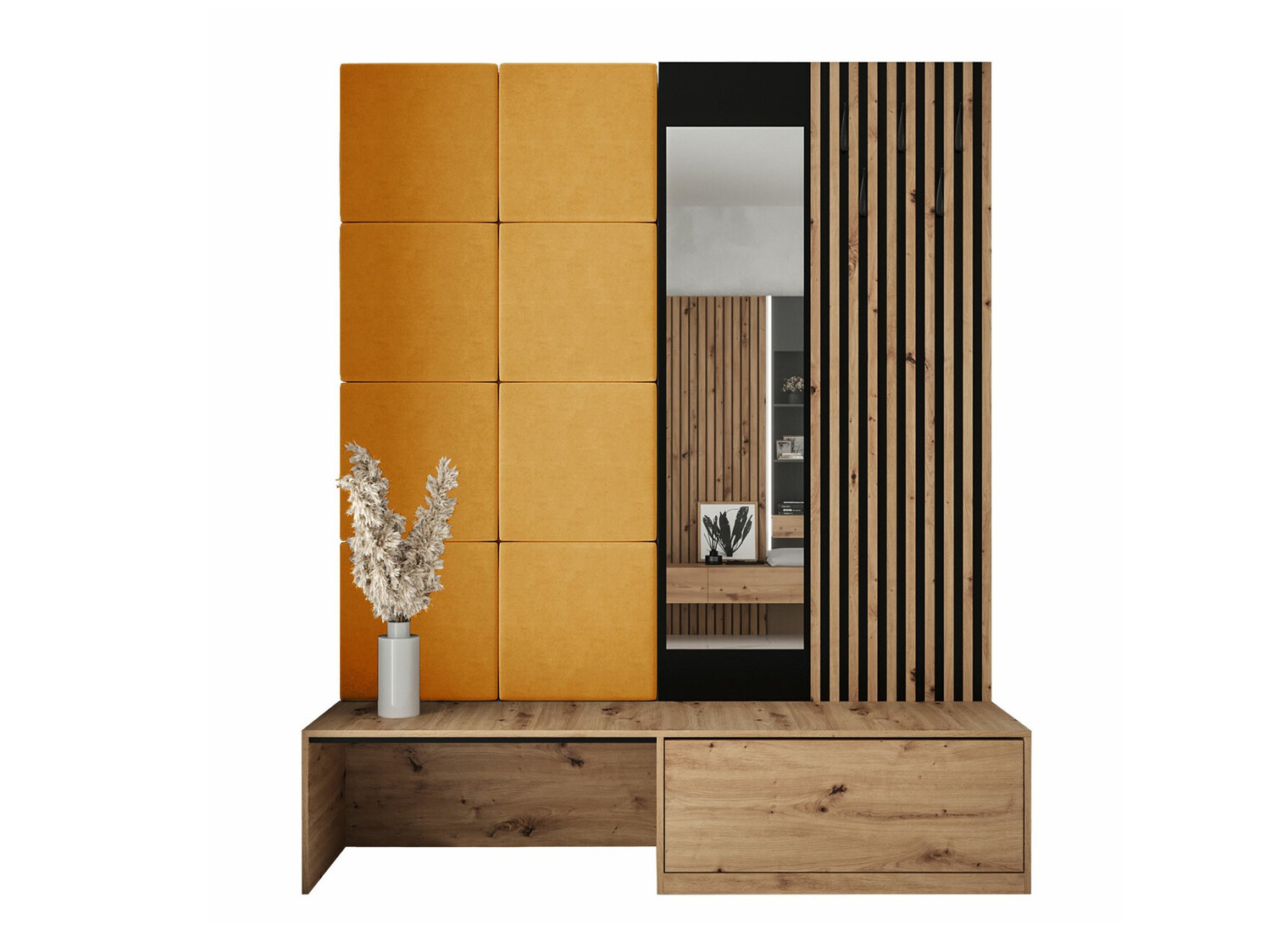 Meuble d'entrée Fabor (Chêne Artisan + Manila 32)