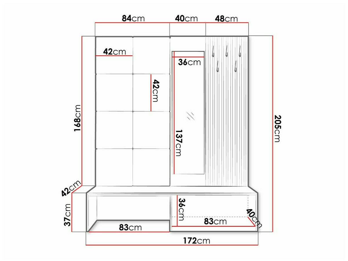 Meuble d'entrée Fabor (Chêne Artisan + Manila 32)