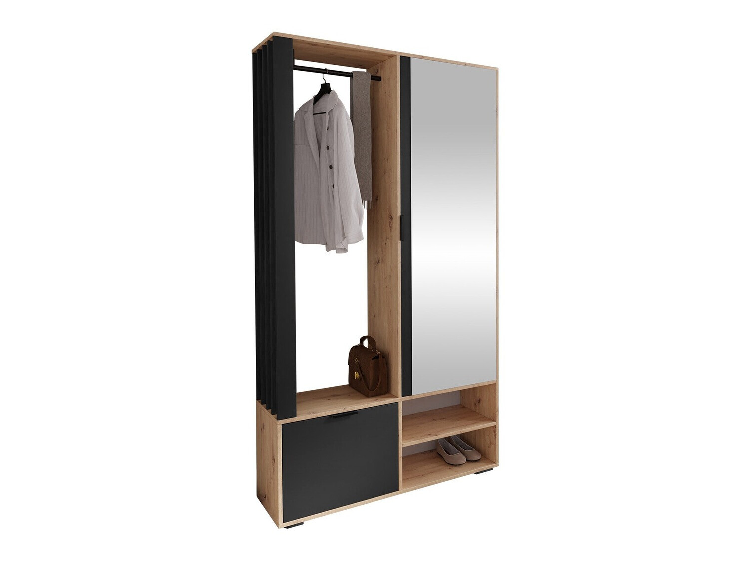 Meuble d'entrée Vinea (Chêne Artisan + Noir)