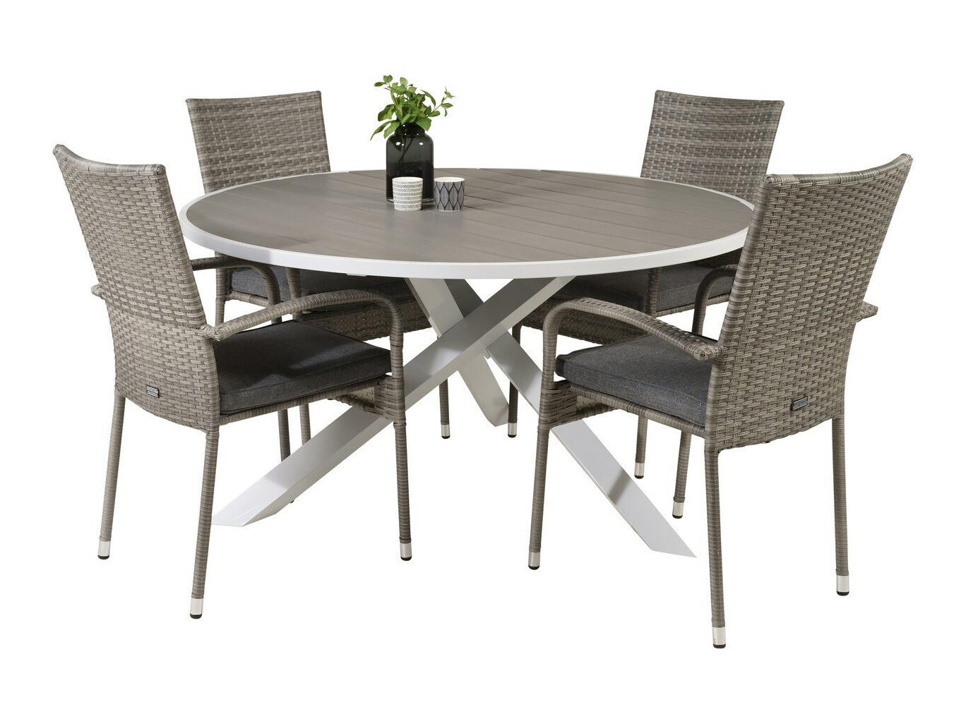 Ensemble table et chaises Dallas 2353 (Gris + Gris foncé)