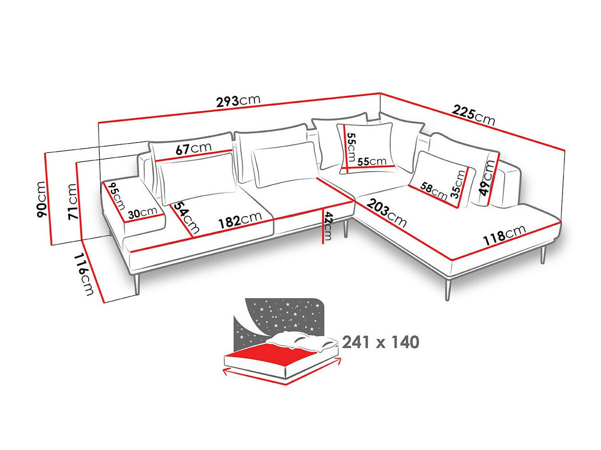 Canapé d'angle Lincoln 119 (Gusto 01 + Gusto 16)