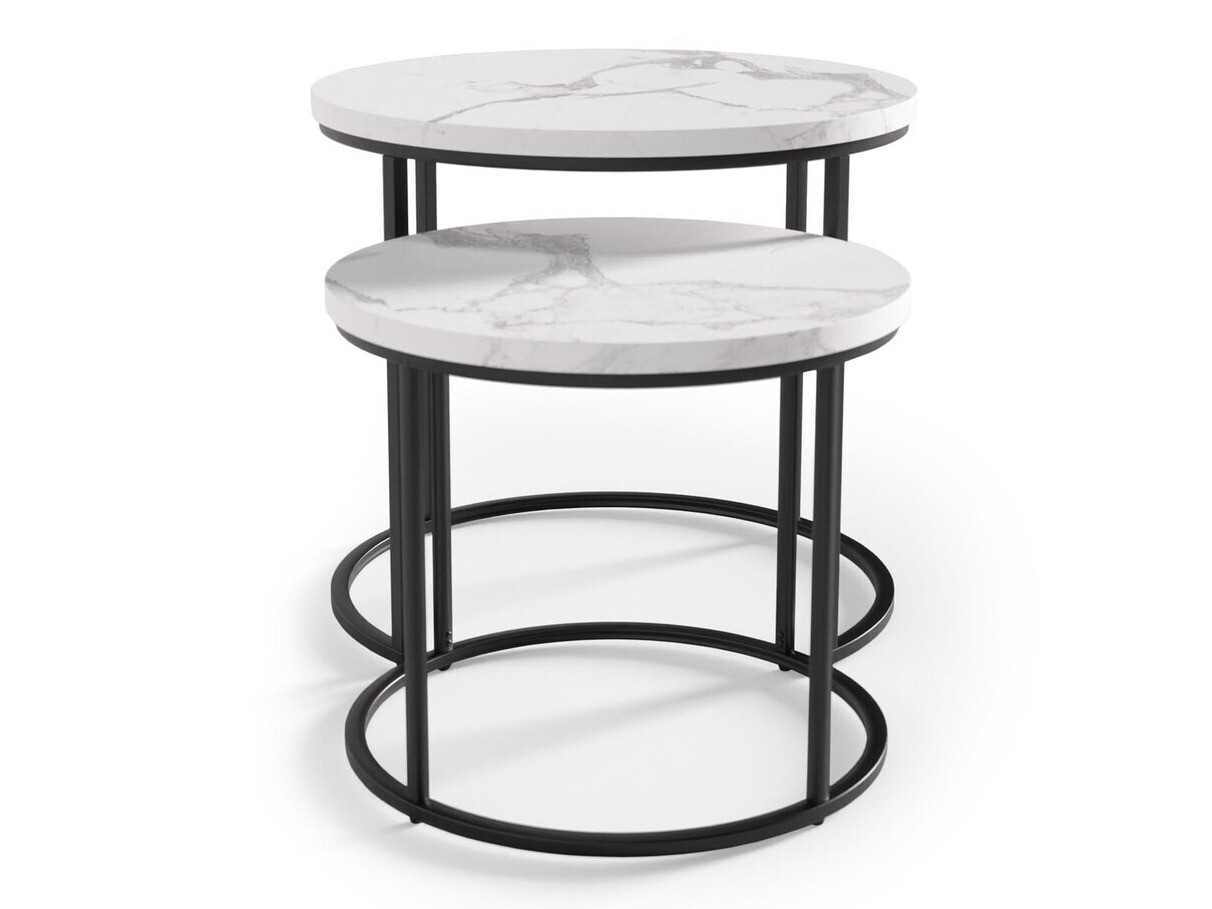Ensemble tables basses Houston 951 (Marbre blanc + Noir)
