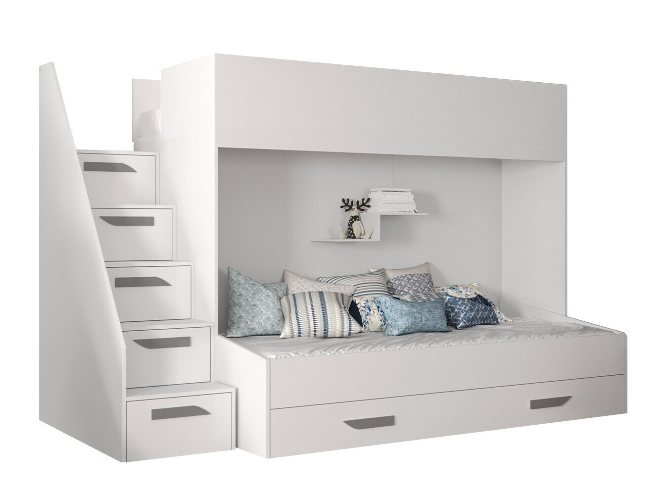 Lit superposé Hartford 356 (Blanc + Blanc brillant + Gris)