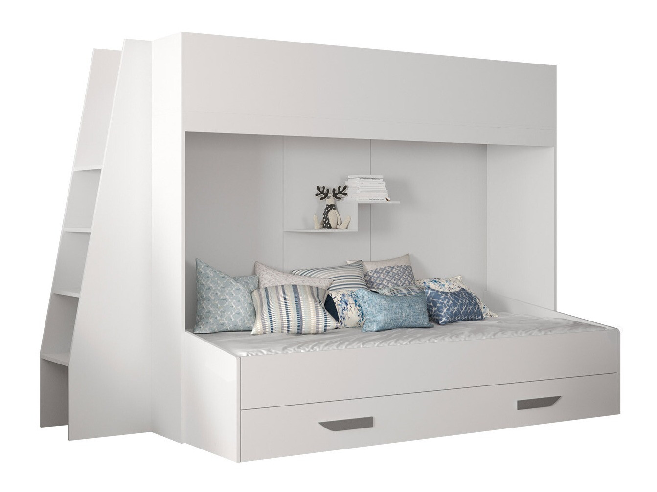 Lit superposé Hartford 357 (Blanc + Blanc brillant + Gris)