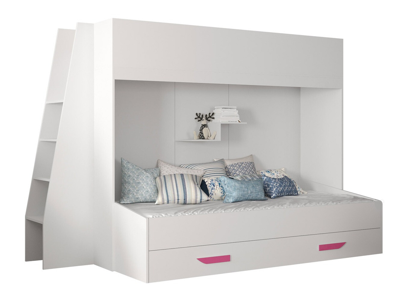 Lit superposé Hartford 357 (Blanc + Blanc brillant + Rose)