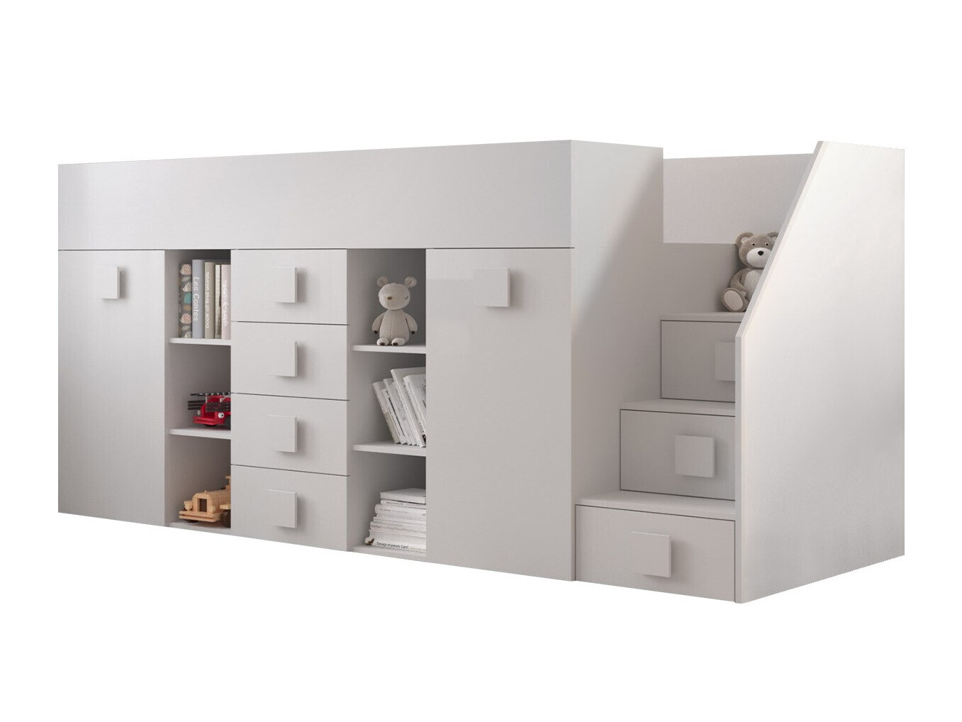 Lit mezzanine Hartford 366 (Blanc + Blanc brillant)