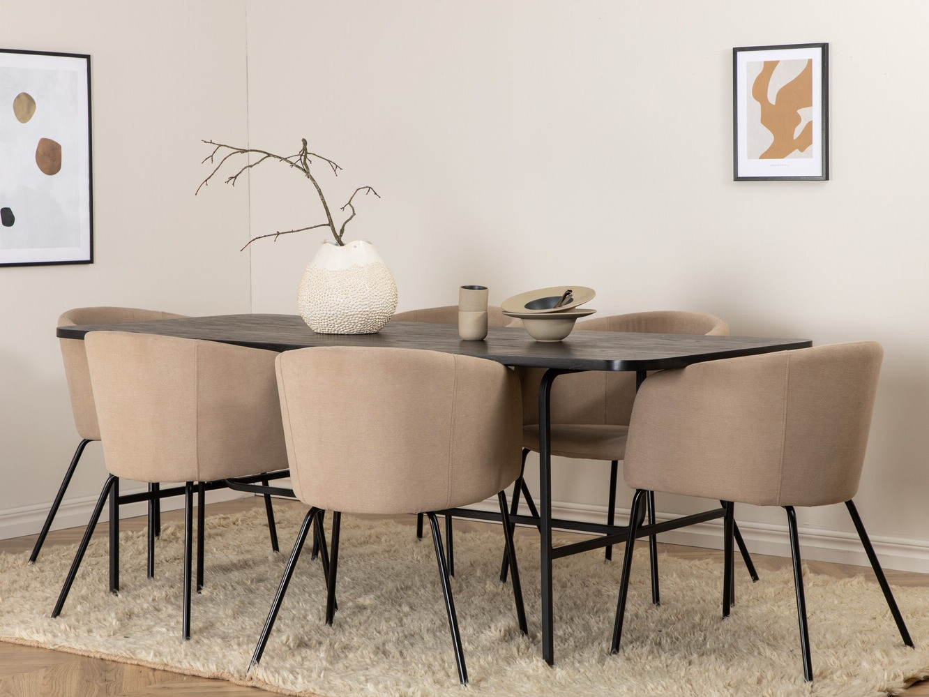 Salle à manger complète Dallas 2794 (Beige + Noir)