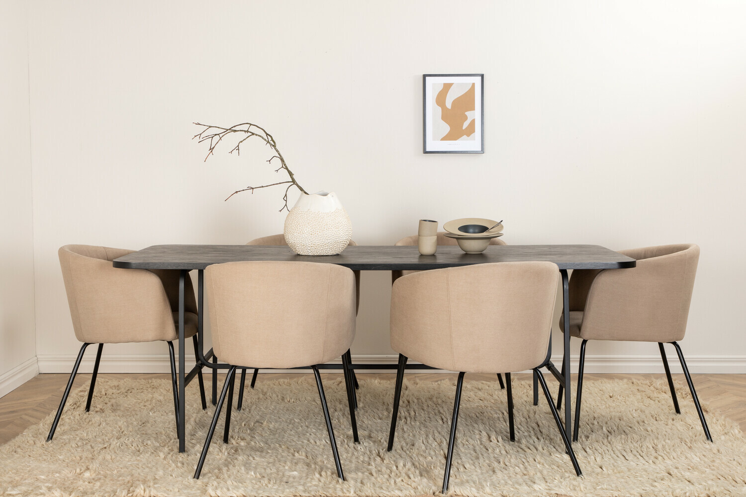 Salle à manger complète Dallas 2794 (Beige + Noir)