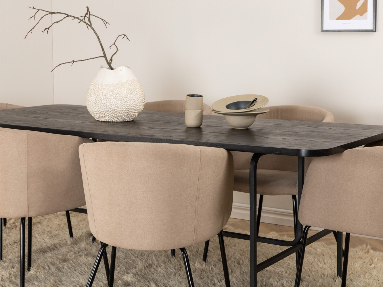 Salle à manger complète Dallas 2794 (Beige + Noir)
