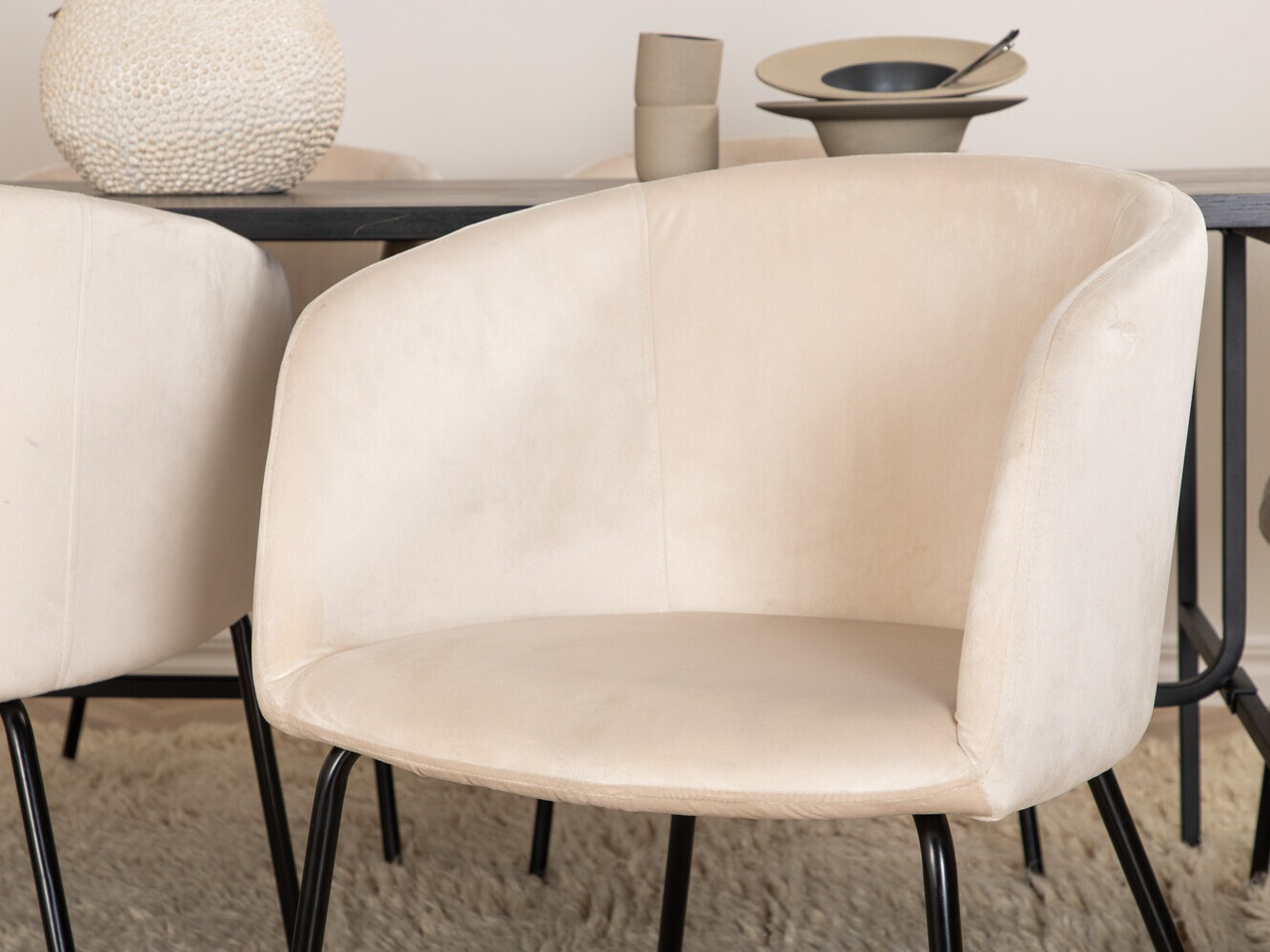 Salle à manger complète Dallas 2794 (Crème + Noir)