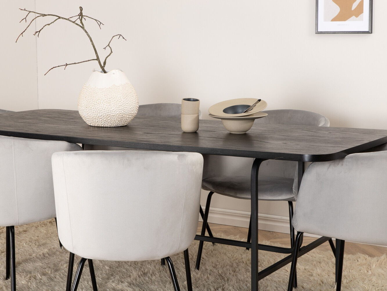 Salle à manger complète Dallas 2794 (Gris + Noir)