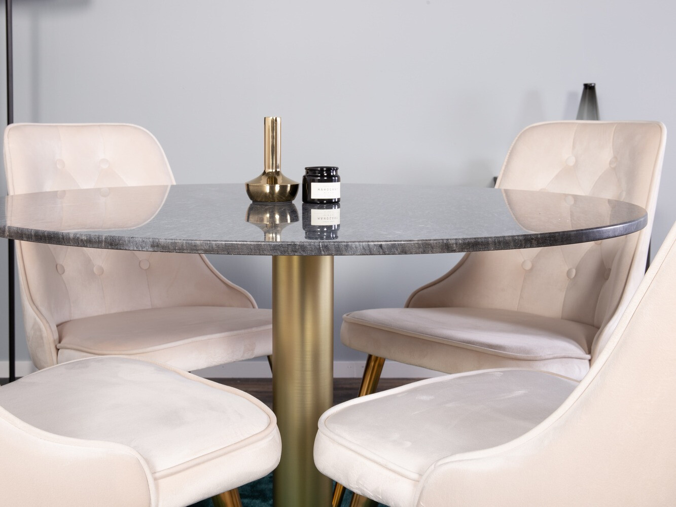 Salle à manger complète Dallas 370 (Beige + Laiton)