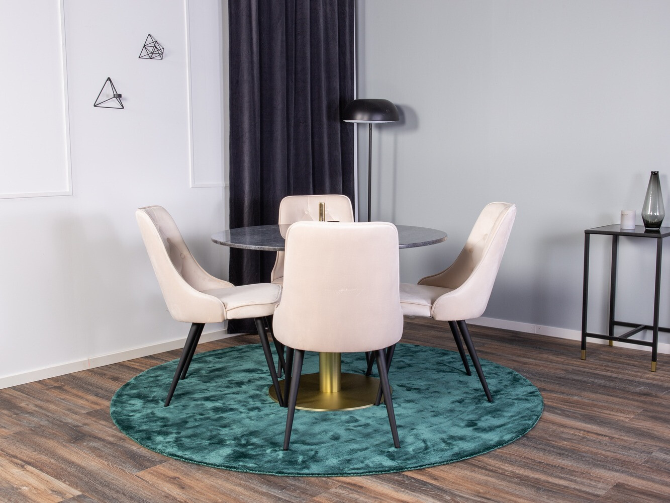 Salle à manger complète Dallas 370 (Beige + Noir)