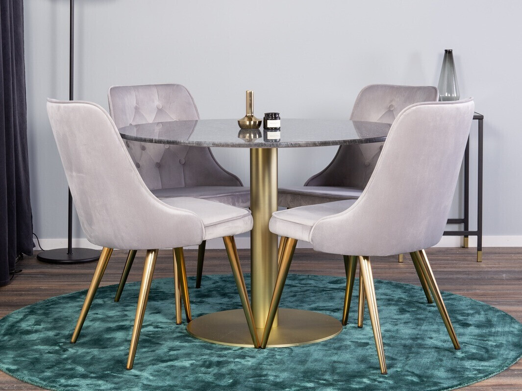 Salle à manger complète Dallas 370 (Gris + Laiton)