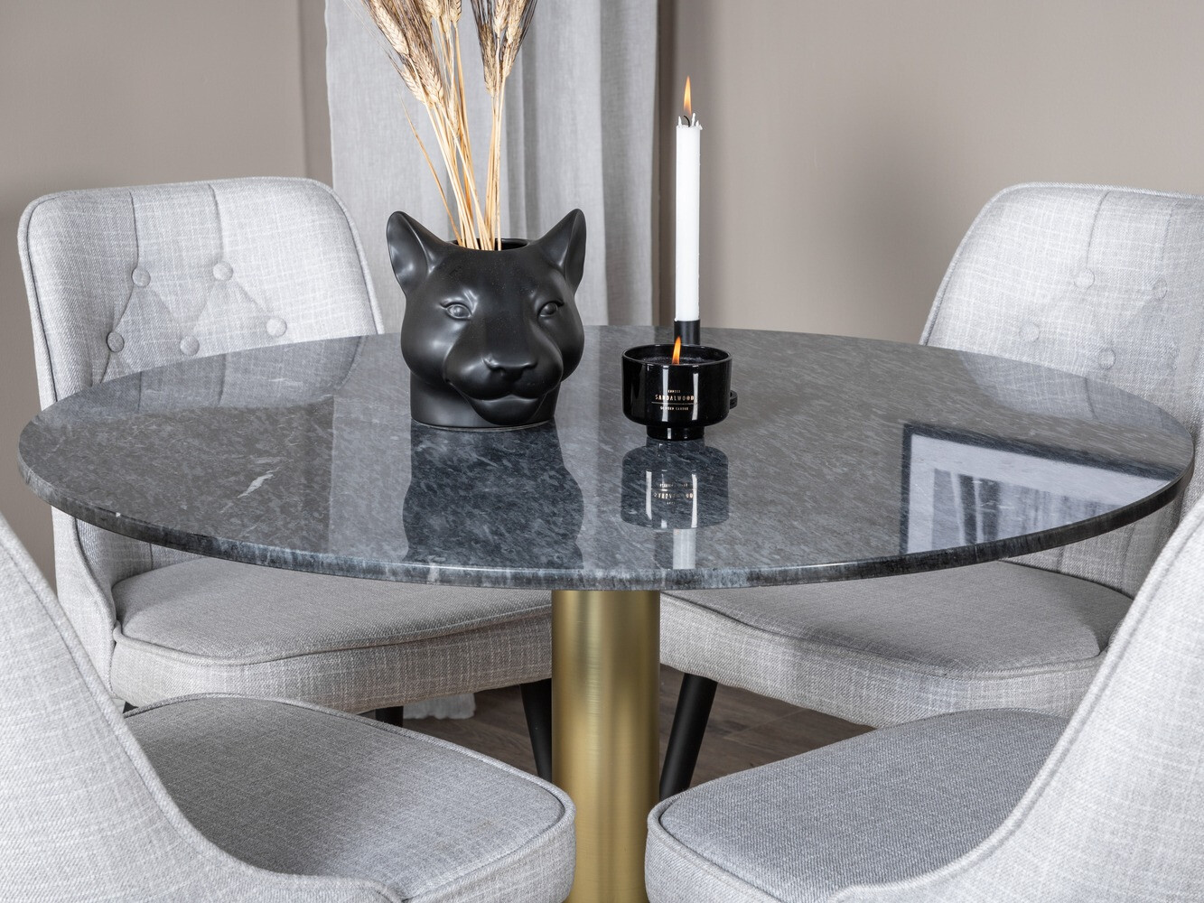 Salle à manger complète Dallas 370 (Gris + Noir)