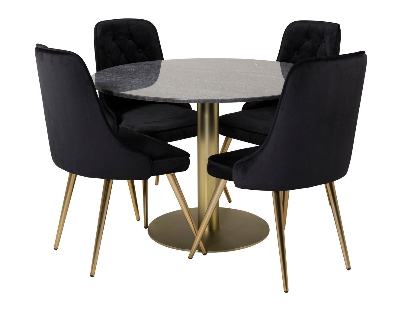 Salle à manger complète Dallas 370 (Noir + Doré)