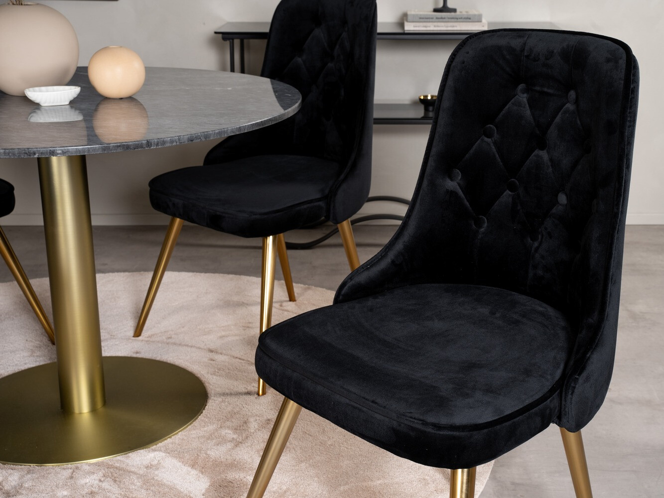 Salle à manger complète Dallas 370 (Noir + Doré)