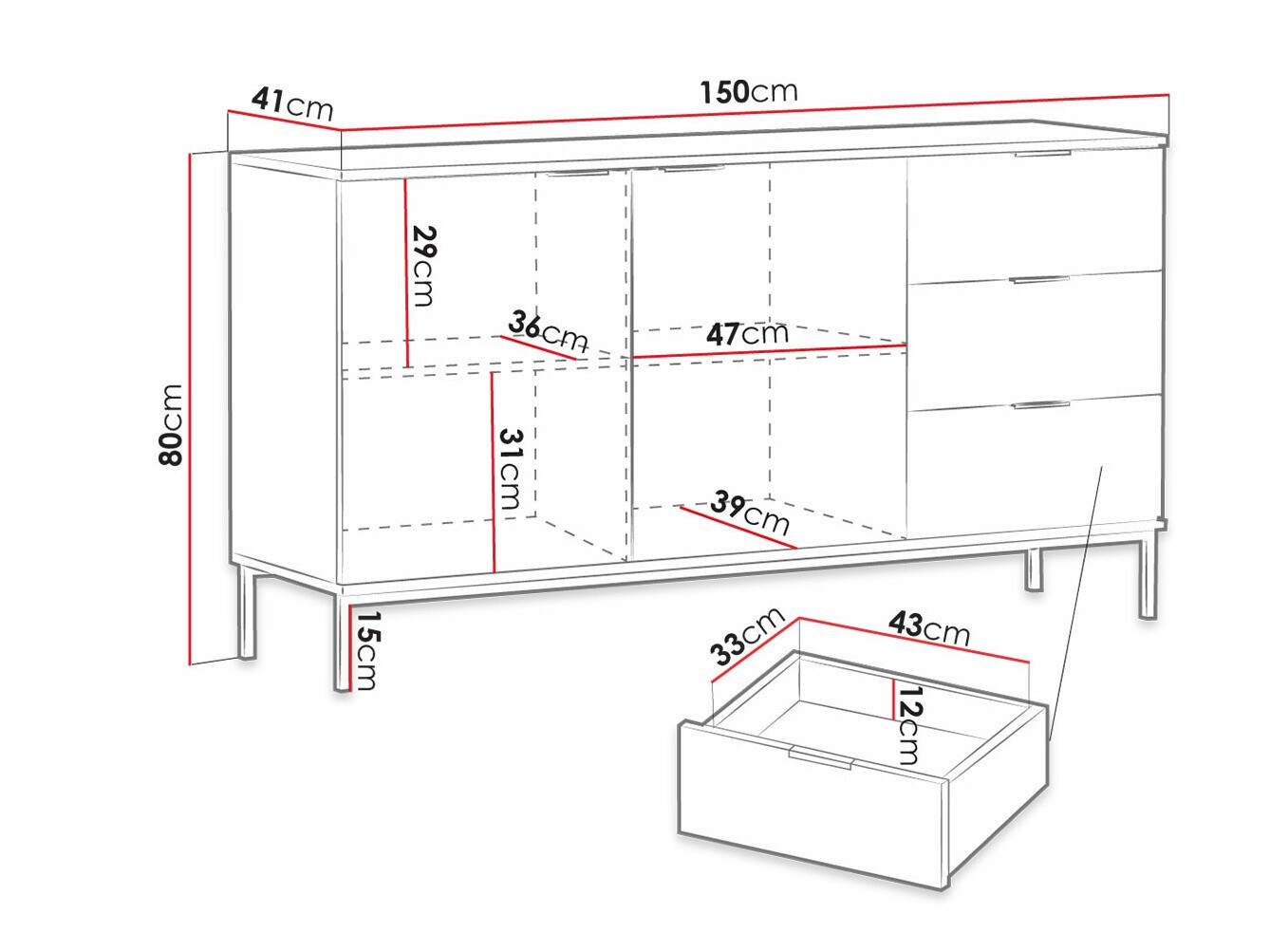 Commode Providence R100 (Bleu + Doré)