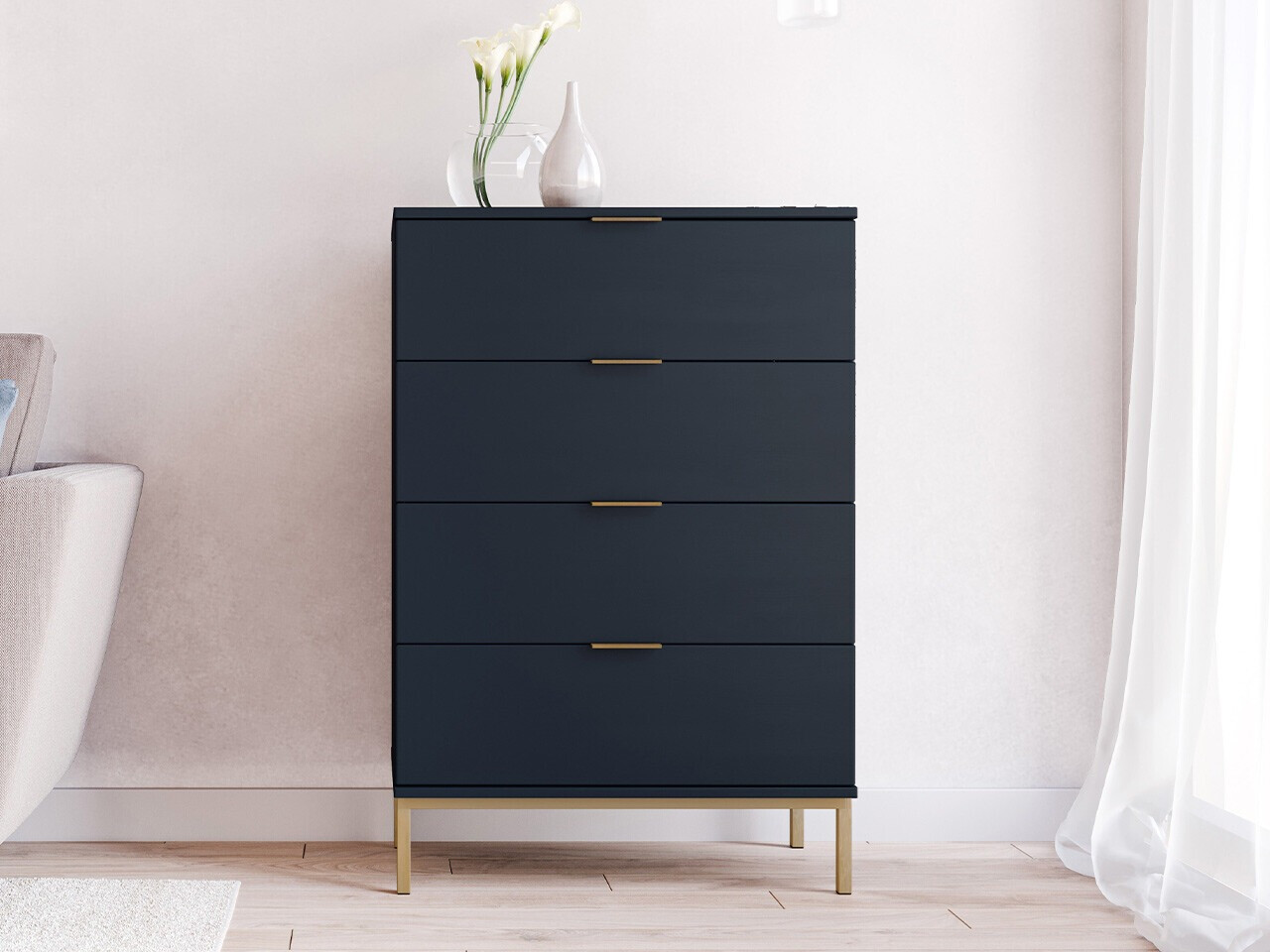 Commode Providence R101 (Bleu + Doré)