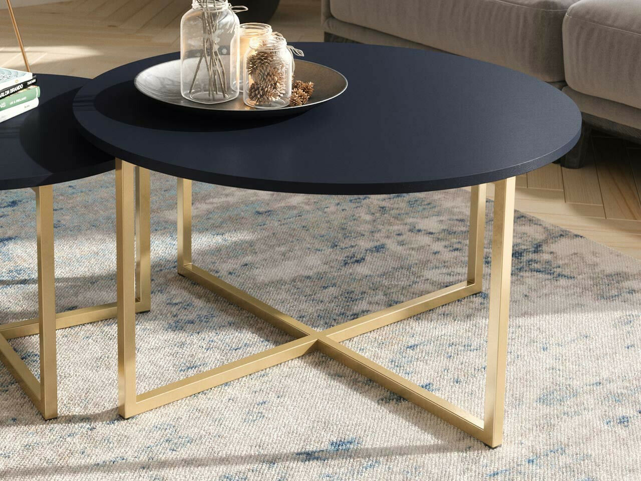 Table basse Providence R103 (Bleu + Doré)