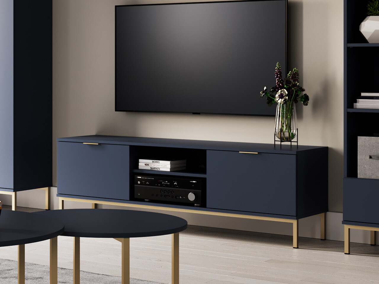 Meuble TV Providence R106 (Bleu + Doré)