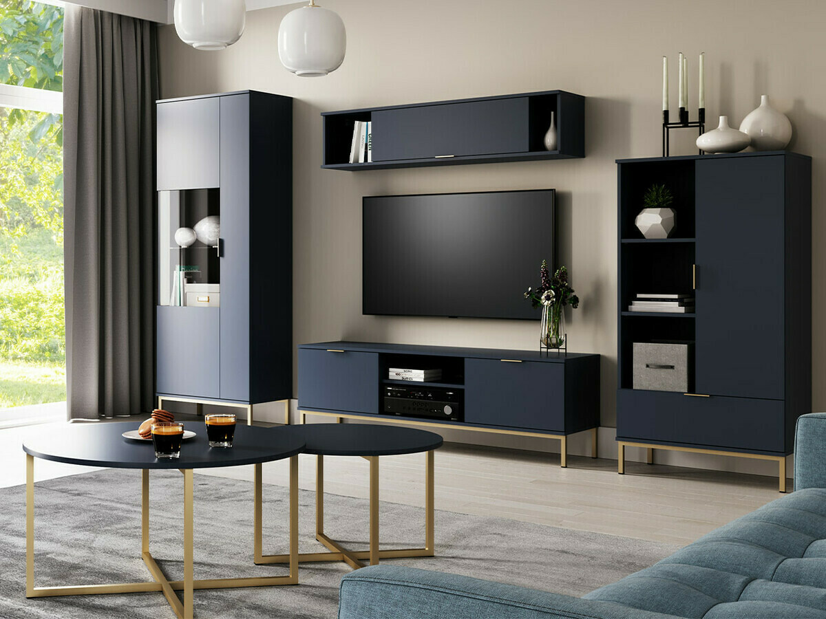 Meuble TV Providence R106 (Bleu + Doré)