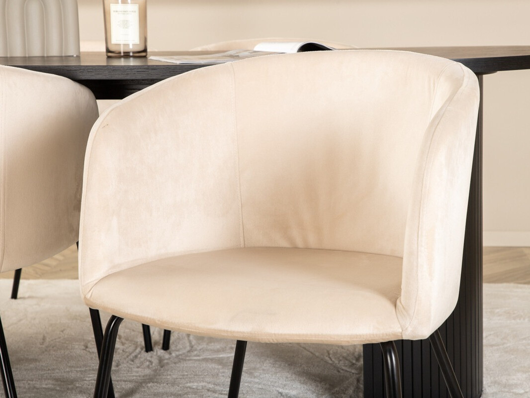 Salle à manger complète Dallas 3313 (Noir + Beige)