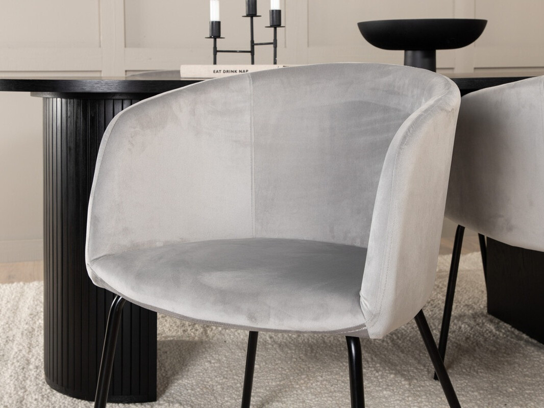 Salle à manger complète Dallas 3313 (Noir + Gris clair)