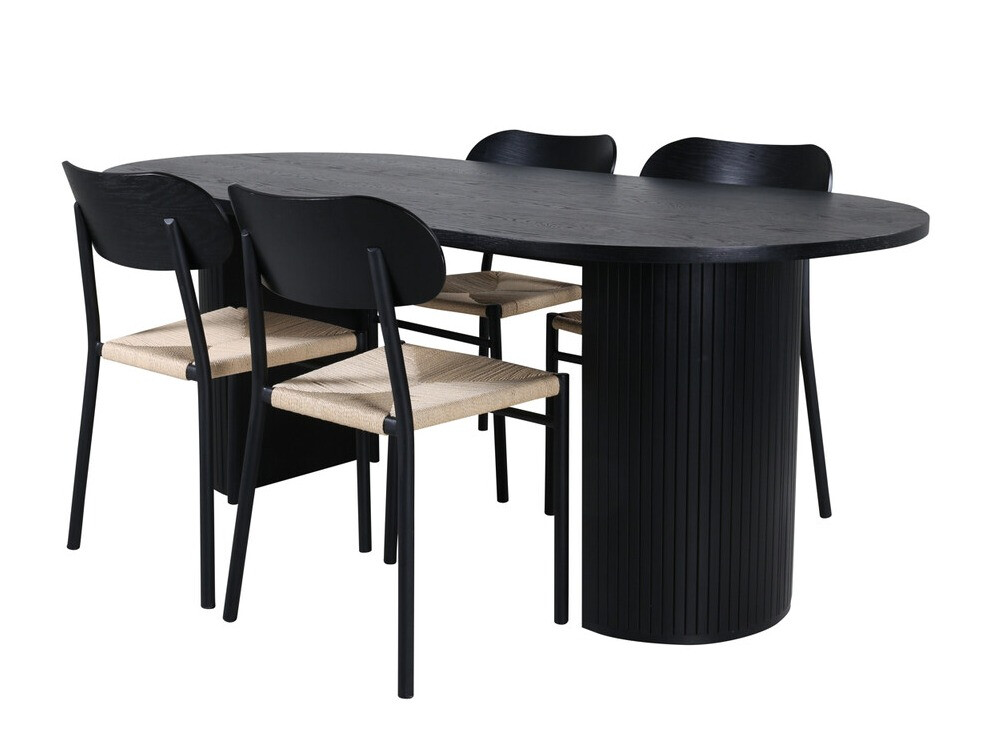 Salle à manger complète Dallas 3314 (Noir + Brun clair)