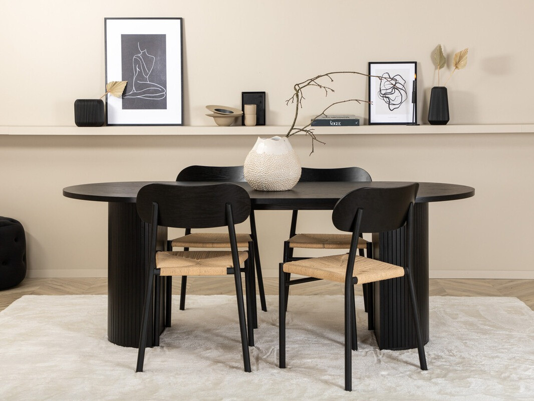 Salle à manger complète Dallas 3314 (Noir + Brun clair)