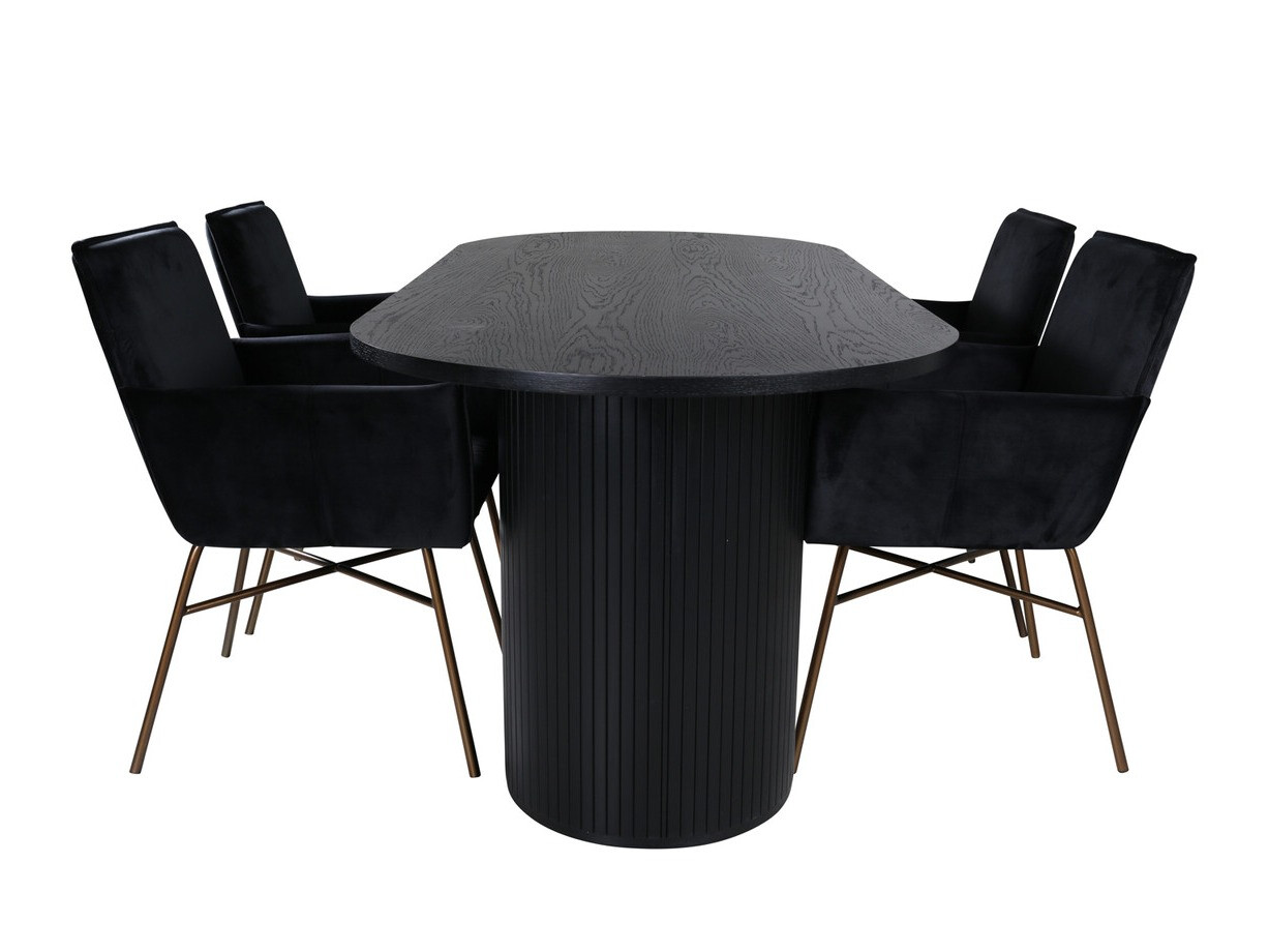 Salle à manger complète Dallas 3315 (Noir + Cuivre)