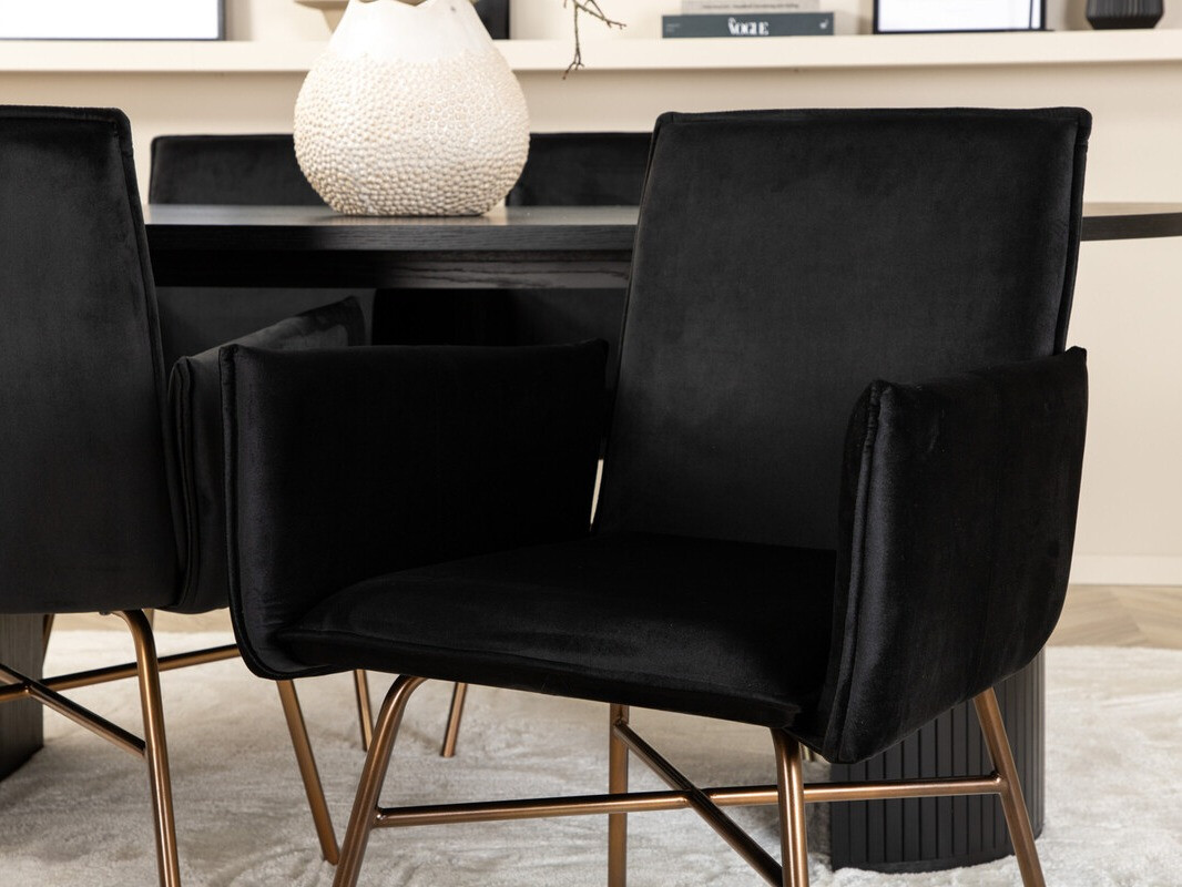 Salle à manger complète Dallas 3315 (Noir + Cuivre)