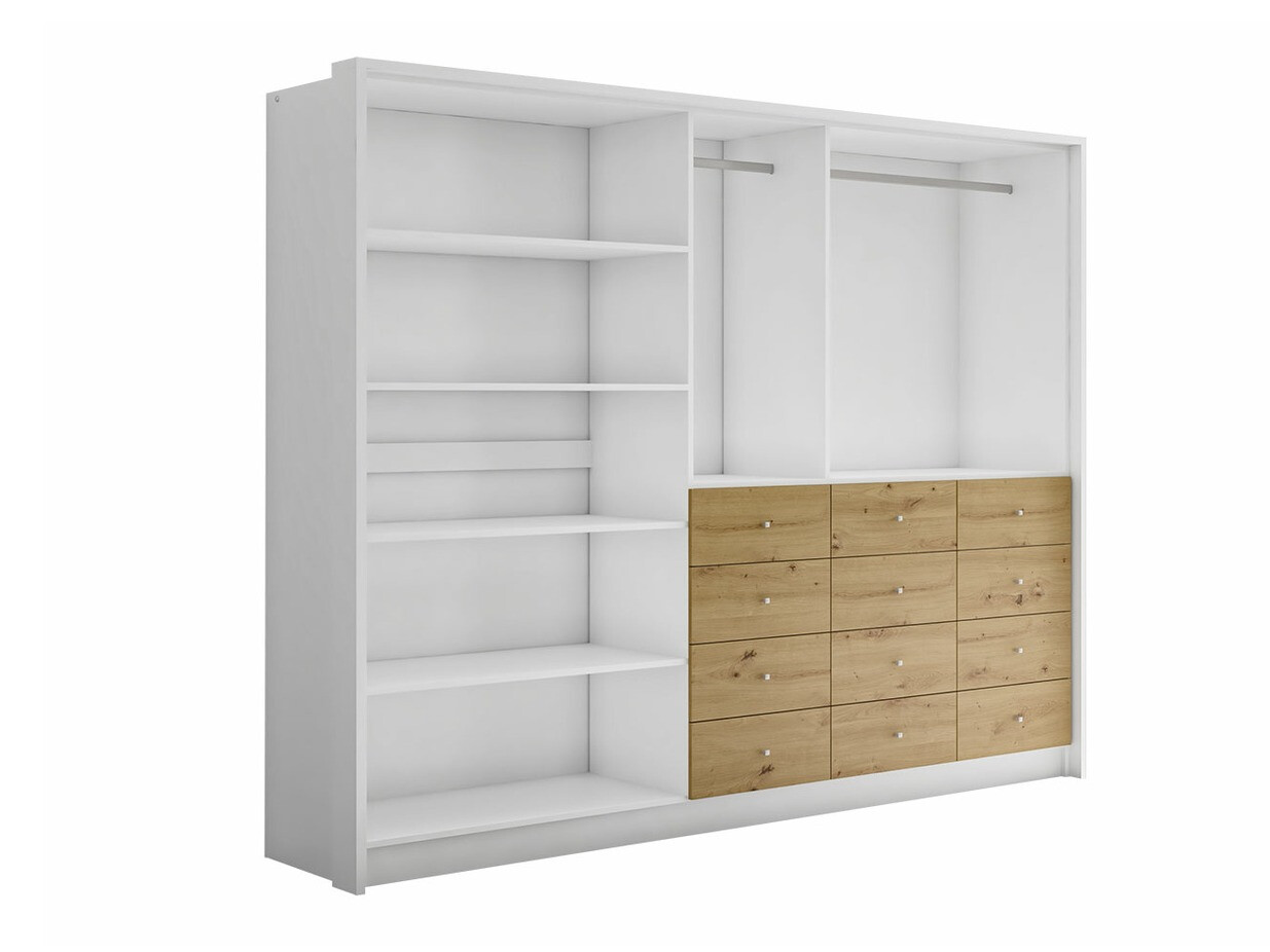 Armoire Honolulu 155 (Blanc brillant + Chêne Artisan)