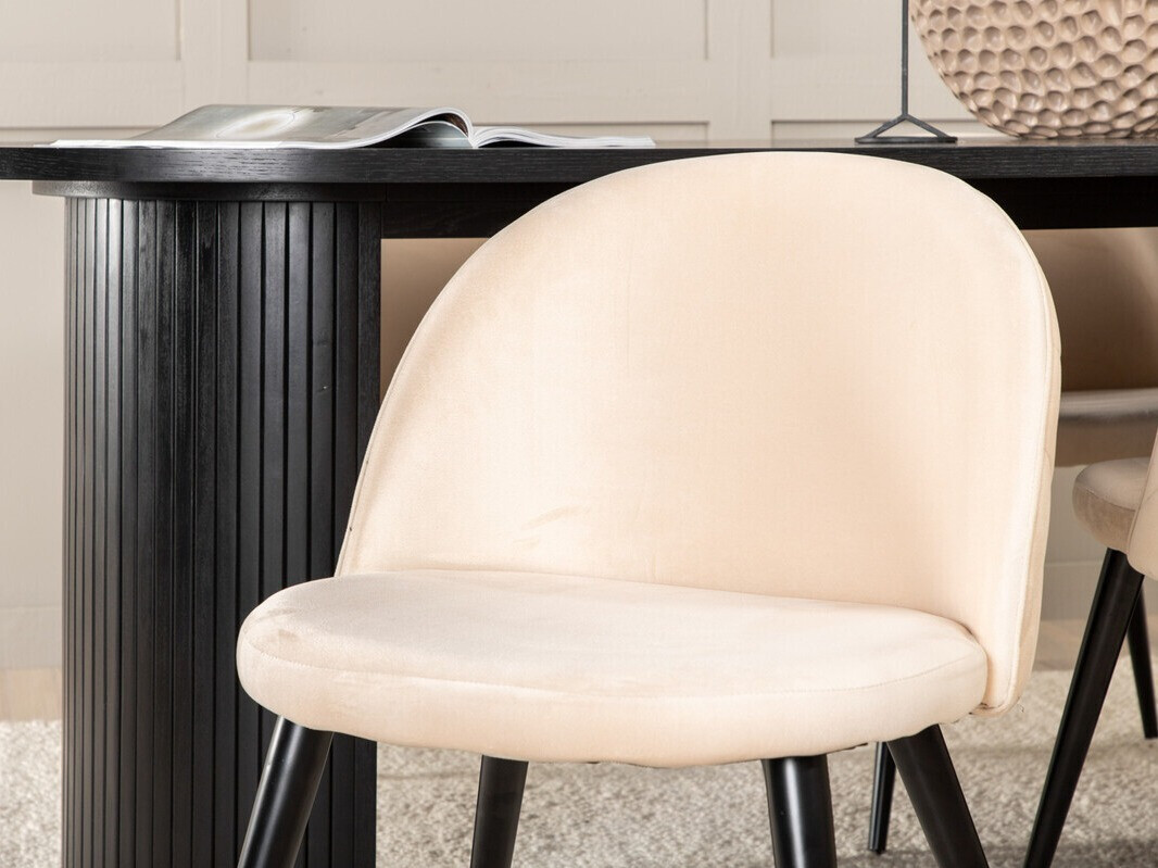 Salle à manger complète Dallas 3321 (Noir + Beige)