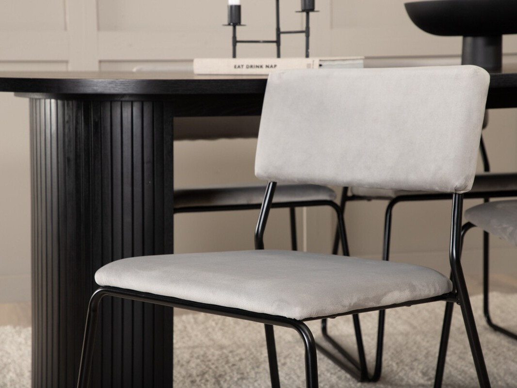 Salle à manger complète Dallas 3322 (Noir + Gris clair)