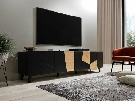 Meuble TV Charlotte 181 (Noir + Craft chêne)
