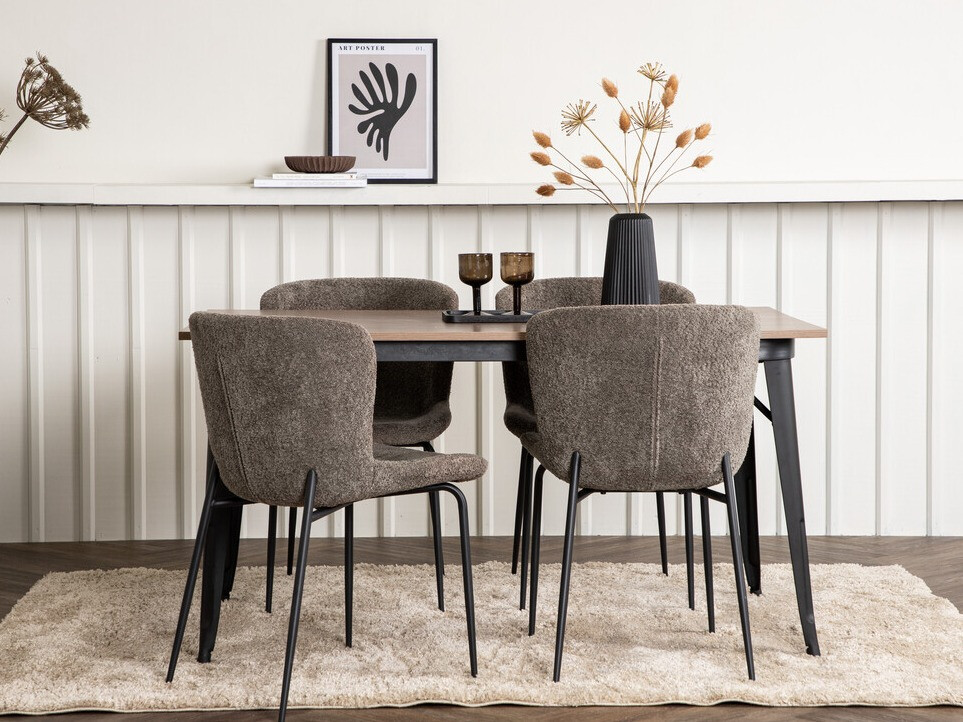 Salle à manger complète Dallas 3363 (Marron + Noir)