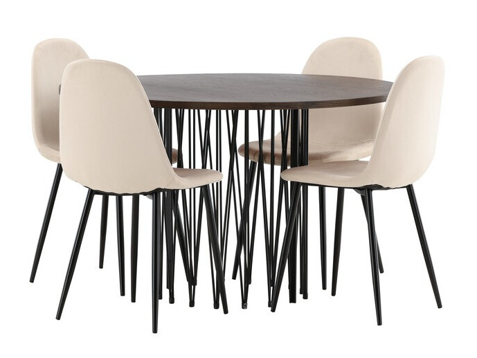 Salle à manger complète Dallas 3370 (Noir + Beige)
