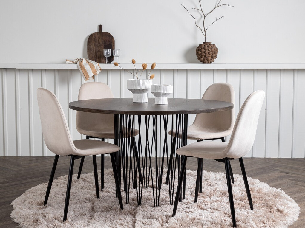 Salle à manger complète Dallas 3370 (Noir + Beige)