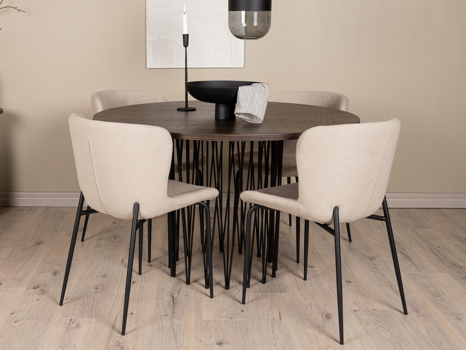 Salle à manger complète Dallas 3379 (Beige + Noir)