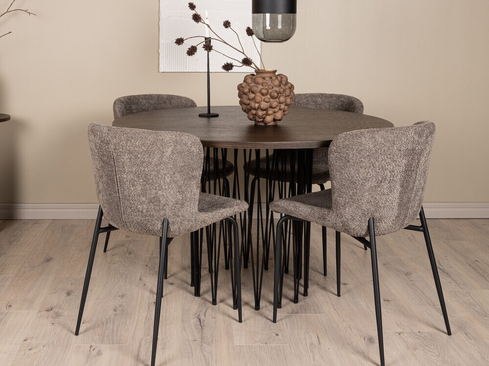 Salle à manger complète Dallas 3379 (Marron + Noir)