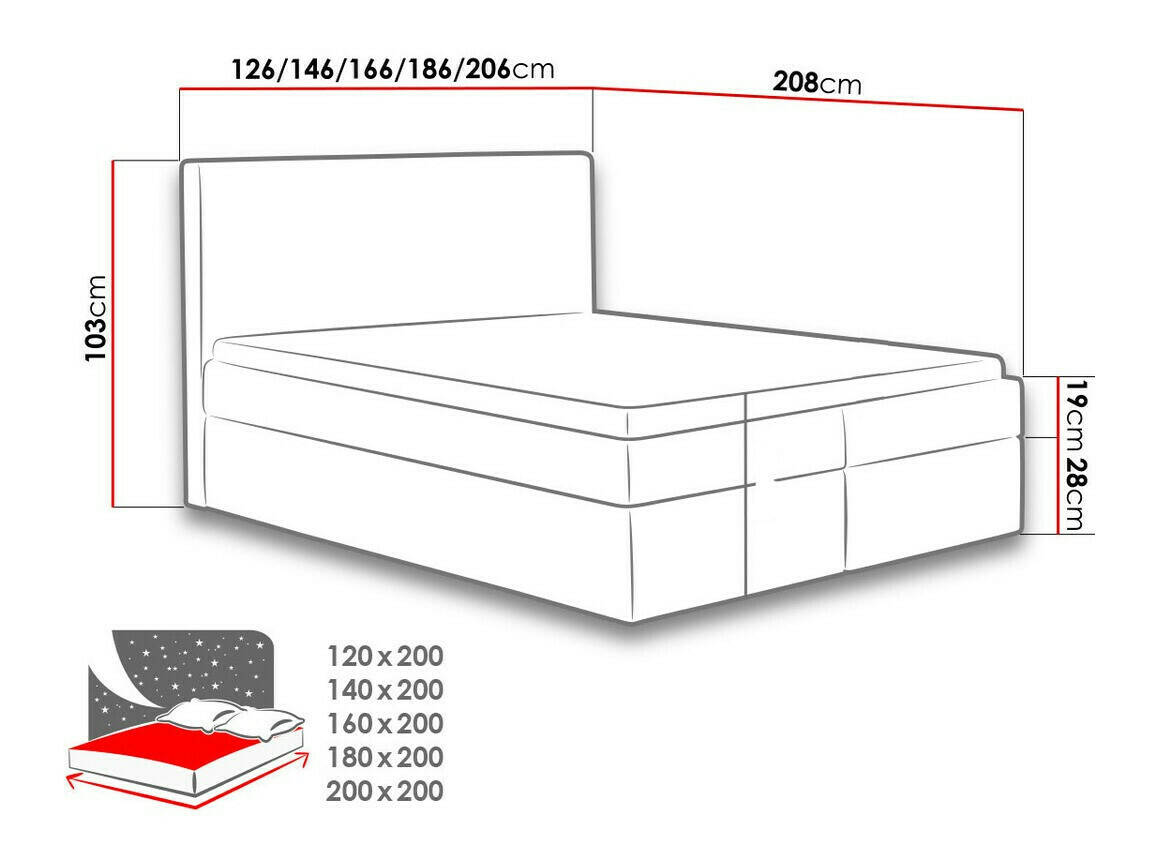 Lit boxspring Nix (Velluto 7)